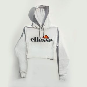 NEW Ellesse Crop Hoodie White